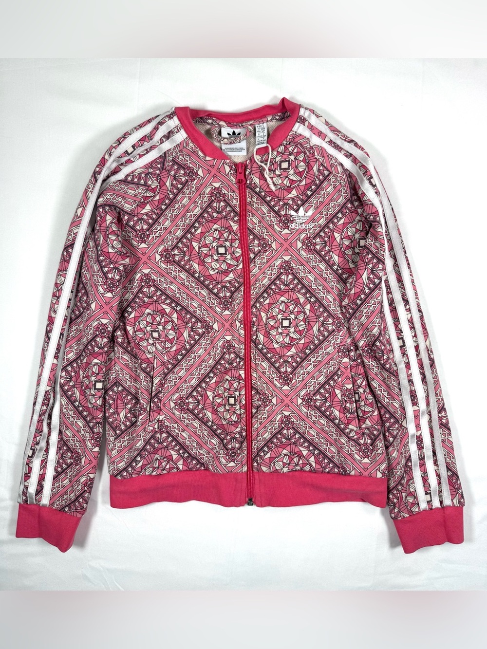 NEW ADIDAS Girls Originals Trefoil Track Jacket 9-10Y Geometric Zip Athleisure